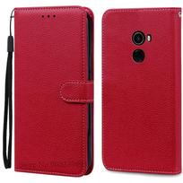 Dėklas Xiaomi Mi Mix 2 Odinis atverčiamas piniginės dėklas Xiaomi Mi Mix 2 Knygelės viršelis Telefono dėklas Mi Mix2 Fundas Coque Capa For Xiaomi Mi Mix 2 tamsiai raudona spalva