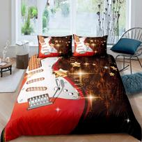 Gitara Antklodės Užvalkalų Rinkinys Muzikos Tema Lovos Patalynė Paaugliams Mikropluošto Senovinis Pilkas Gitara Ant Medinių Grindų Karalienės Karaliaus Dydžio EU single(135x200cm)