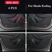 For Skoda Kodiaq 2016-2026 Car Door Anti Kick Pad Leather Protection Sticker Carbon Fiber Scratch Resistant Film Accessories