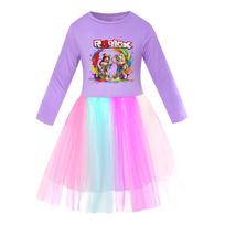 5577 Kids Girls Roblox Printed Mesh Rainbow Dress 110cm