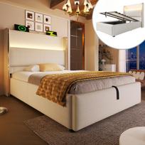 Hidraulinė lova su LED, USB/Type-C, 90x200 cm, be čiužinio