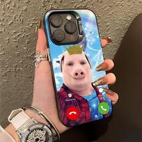 John Pork Skambina Atsiliepti Telefonas Dėklas iPhone 16,15,14,13,12,11,Pro,Max,Plus,Mini,XS,SE Anti Drop Juodas Matinis Bamperis iphone14plus