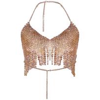 Rhinestones Body Chain Bra Sexy Bikini Body Chain Fashion Body Chain Jewelry Accessories Adjustable for Party-Beaches  XS Gold XS auksas