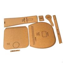 7 vnt. Odiniai trafaretų raštai, krepšių šablonai, šablono liniuotė piniginės gamybai Kraft Paper white