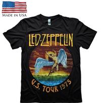 Led Zeppelin 1975 m. JAV turo T-shirt Juoda Roko Grupės Grafinis Marškinėlis Pakartotinis Spausdinimas Unisex T-shirt XXL