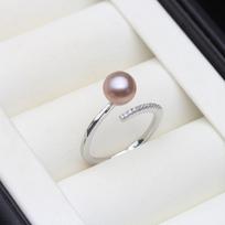 Real Freshwater Natural Black Pearl Rings,Vintage 925 Silver Adjustable Pearl Ring Mother Wife Birthday Gift White Pink Gray