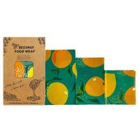 Printed Beeswax Food Wraps, Set of 3 Sizes Organic Cotton with Food-Grade Beeswax, Reusable Eco-Friendly Kitchen Storage