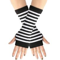 Cosplay Party Cartoon Stripes Mittens Half Finger Knitted Fingerless Gloves Elasticity Gloves B2