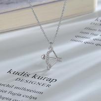 CIAXY Silver Color Eros Bow and Arrow Zircon Necklaces for Women Cupid Love Arrow Pendant Clavicle Chain  Party Jewelry