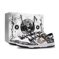 Nike Dunk Monster Lab, Prometheus Slip Resistant Abrasion Resistant Low top Skateboard Shoes Unisex Black Purple Gold HF5441-100(Team445-) 35.5