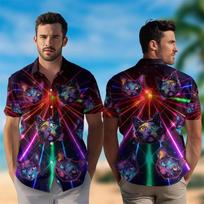 Animacinis kosmoso astronautas grafinis paplūdimio marškinėlis Aloha Harajuku trumpomis rankovėmis mielas galaktikos katė šuo trumpomis rankovėmis marškinėlis vyrams drabužiai S