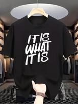 Men's Funny T-Shirt With It Is What It Is Print Casual Short Sleeve Trendy Tee S įvairiaspalvis