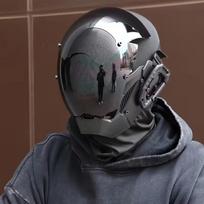 Black cyberpunk mask cosplay Halloween mechanical party cool and quirky shooting mask juoda