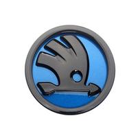 1Pcs Auto Front Hood Logo & Rear Trunk Badge Emblem for Skoda Fabia MK2 MK3 Octavia A5 A7 Superb Kamiq Rapid Yeti Citigo Kodiak 8CM mėlyna