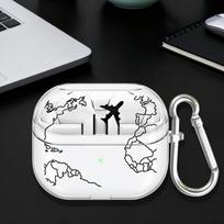 World Travel Routes Case For Samsung Galaxy Buds 2 3Pro 3 FE Live 2Pro 4Pro 4 Pro Clear Earphone Cases Cover With Hook Buds 4 Pro