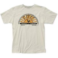 Sun Records logotipo marškinėliai, vintažiniai rokenrolo marškinėliai, balti unisex vyriški L beige