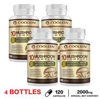 Coolkin 10-Flavor Complex Mushroom Capsules, Multi-Strain, Immune System Support, Suitable for Both Men and Women 120*4