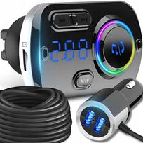 Automobilinis FM Bluetooth siųstuvas su 2X greitojo įkrovimo USB-C jungtimis, AUX ir skambučių funkcija