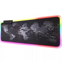 Šviečiantis RGB žaidimų pelės kilimėlis LED 80x30 cm XXL pasaulio žemėlapis