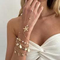 Starfish Conch Beaded Bangles Pearl Wrap Charm Hand Chain New Multilayer Shell Bracelets  Jewelry auksas