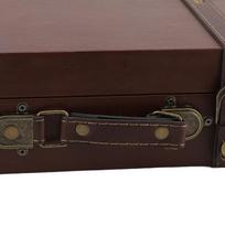 Leather Decorative Luggage Trunk Wood Multi-purpose Organizer Wooden Storage Box  Home Organization