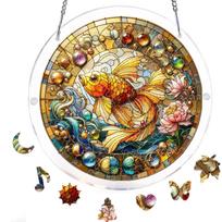 Elegant Suncatcher Kit with Hanging Chain DIY Stained Glass Decoration Non-Fading Stylish Windows Ornament for Sunlight Display