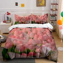 Pink tulips and leaves. Bedding sets Duvet cover sets Duvet covers Pillowcases(1*Duvet Cover 2*Pillowcases without duvet insert) 135x200cm