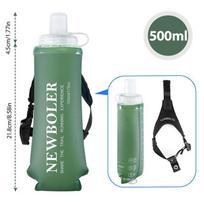 NEWBOLER Sulankstomas riešo vandens buteliukas 500ml Minkštas buteliukas TPU Drėkinantis vandens buteliukas Bėgimui fiksuojamas Neslystantis Lauko sportui white