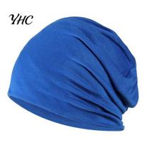 Beanie Hat Spring Fall Skull Baggy Unisex Solid Color Elastic Thin Protective Street Dance Brimless Running Headwear karališkos mėlynos spalvos