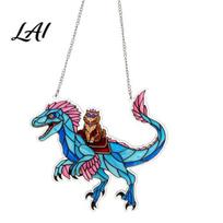 Cute Animal Pendant Cat & Dinosaur Acrylic Suncatcher Stained Glass Style Window Hanging Fun Hanging Decoration Sun Catcher Decoration Ideal 15cm