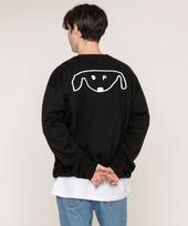 Graver [Unisex] Back Drawing Dog Sweatshirt_Black Black_White Print/S