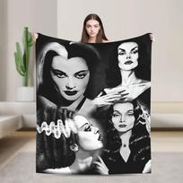 Lily Munster Frankenstein Blanket Super Warm Print Plush Throw Blanket For Couch Chair Sofa Bed Flannel Bedspread Bed Cover Size: 75*100cm, Weight: 230 GSM