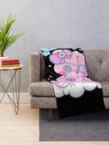 Kawaii Pastel Goth Teddy Bear Throw Blanket Cute and Creepy Design for Cozy Comfort Size: 75*100cm, Weight: 230 GSM