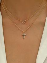 2Pcs Minimalist Heart Cross Pendant Choker Necklace Set for Daily Wear Dating Party Jewelry Unisex Fashion Accessory auksinė
