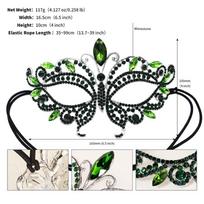 Tassel Masquerade Mask Full Face Facial Jewelry Accessories Exaggerated Rhinestone Mask  Women žalia