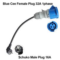 PEOKE EV Charger Adapter Schuko to Red CEE Socket 5 Pins 1 Phase 16A to 3 Phase 32A Female Blue CEE Plug for Portable Charging EU to Blue CEE 32A