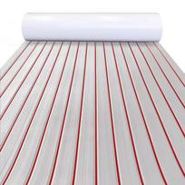 2400x450X6mm Faux Teak EVA Foam Boat Deck Mat Non-Slip Waterproof Marine Flooring Sheet for Yacht Pontoon MotorBoat Gray Red