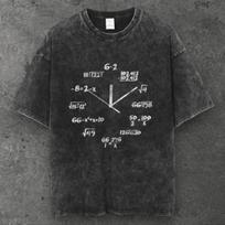 Unisex Math Clock Graphic T Shirt Washed Black Dark Academia S-3XL S įvairiaspalvis