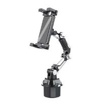 Car Cup Holder Tablet & Phone Mount, Universal Stand with Adjustable Long Arm for iPad Pro Air Mini, Samsung Galaxy Tab, Kindle juoda
