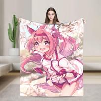 Haru Urara Umamusume Warm Soft Blankets Camping Plush Throw Blanket Fashion Couch Chair Flannel Bedspread Sofa Bed Cover Size: 75*100cm, Weight: 230 GSM