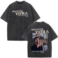 Singer SEBASTIAN YATRA Entre Tanta Gente Tour  Print T Shirt Unisex Cotton Casual Vintage Washed Oversized Tshirts Streetwear S įvairiaspalvis