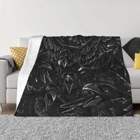 Raven Rage Blanket Warm Fleece Soft Flannel Halloween Witch Gothic Scary Crow Throw Blankets for Bed Sofa Car Spring Size: 75*100cm, Weight: 230 GSM