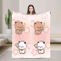 Bubu Dudu Flannel Blanket Winter Warm Soft Throw Blanket for Kids Adult Couch Chair Funny Bedspread Sofa Bed Cover Size: 75*100cm, Weight: 230 GSM