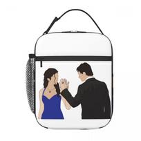 The Vampire Diaries Damon Salvatore And Elena Insulated Lunch Bag for Women Kids Portable Food Boxes Thermal Lunch Box Tote One Size