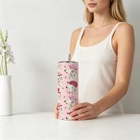 591ml Straight Cup Spaniel Floral Element Straw Cup Cold Travel Cup Travel Cup Insulated Cup 591ml Straight Cup