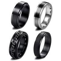 Fashion Fidget Spinner Rings 4 Pcs/Set Cool Wedding Bands Rings Gift for Couples 1