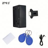 Hidden Cabinet Lock  RFID Cabinet Lock Electronic Cabinet Lock (Black,Wrong-Try Lockout&Card) juoda
