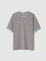 Pokeopeiseu Stripe Ringer T-Shirts Gray/ Mint 1