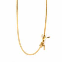 Minimalist Knot Bow Choker Necklace for Women 18k Gold Plated Stainless Steel Tiny Snake Chain Necklaces Wedding Jewelry Gift auksas