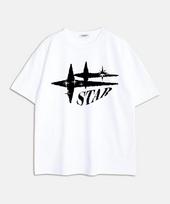 Under Off Oversized Crew Neck Twinkle Star Short Sleeve T-Shirt White White/L
